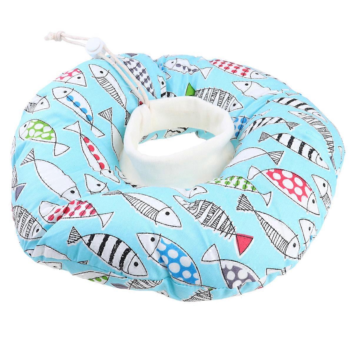 Durable Soft Cat Collar With Fish Pattern Anti-Bite Design Suitable For Healing Wound Protection Size XS 1Pc
