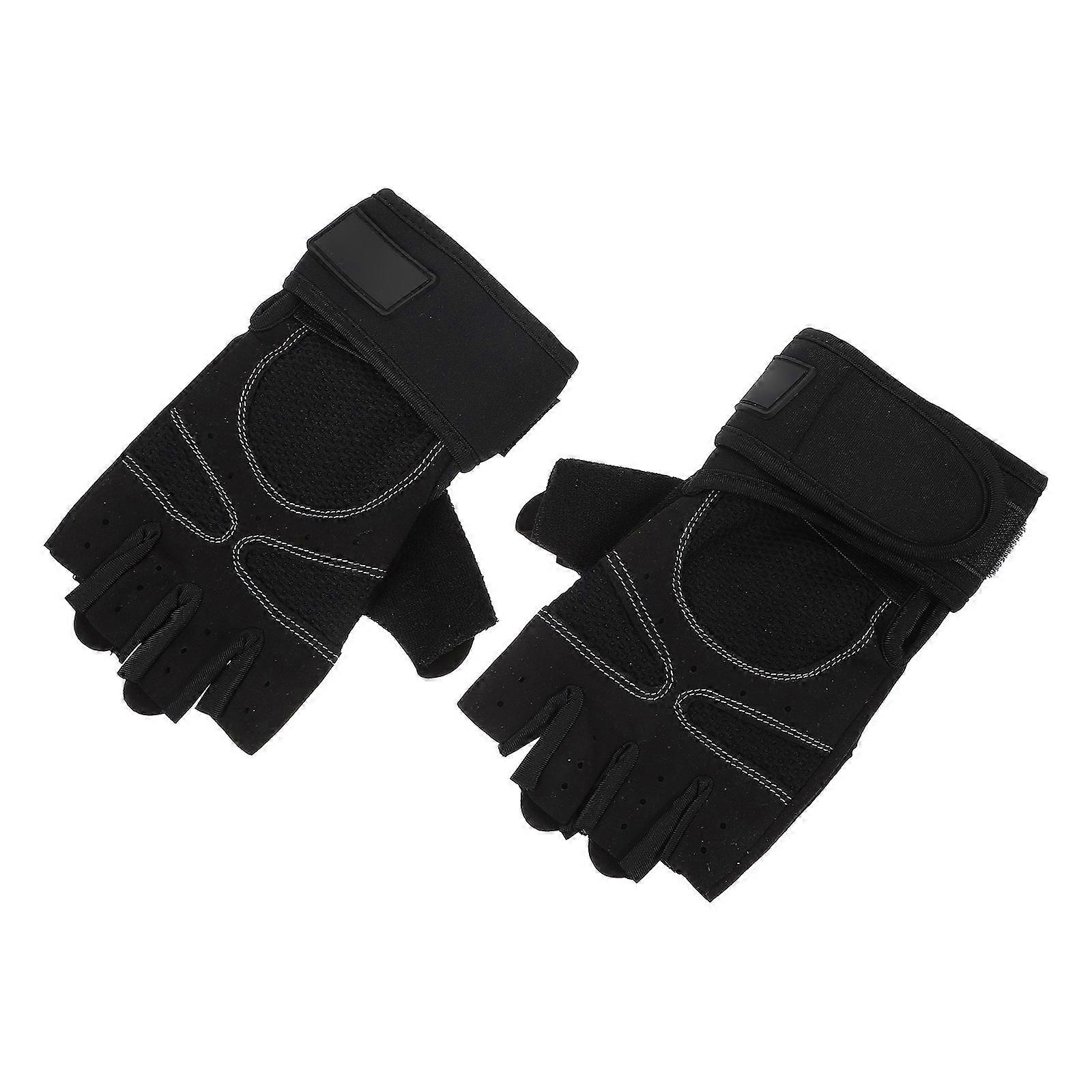 Fingerless Exercise Gloves Workout Gloves for Workout 1Pair Polyester Black