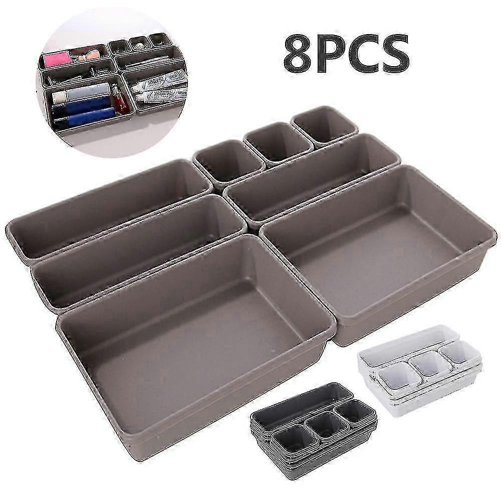 8pcs Plastic Drawer Organizers Drawer Cutlery Organizer Household Desktop Sundries Drawer Storage Box