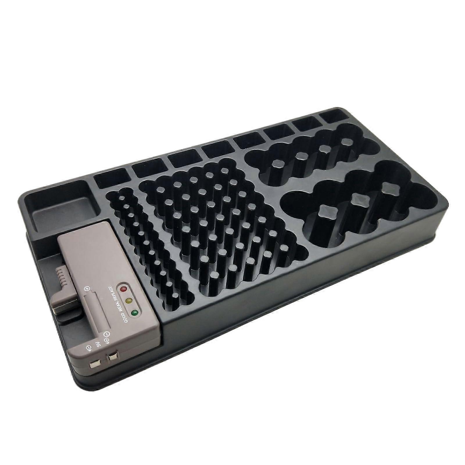 Battery Container Case with Detachable Battery Tester and 3 Light Displays Holds 98 Batteries Dustproof Storage Case