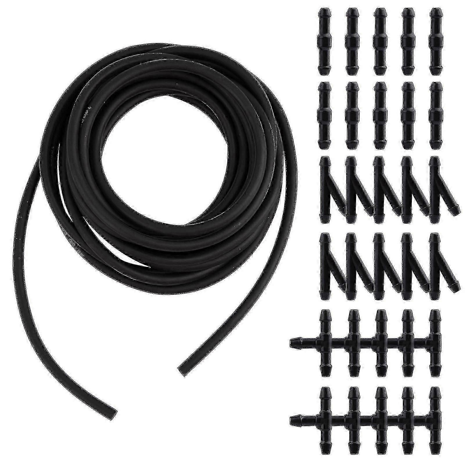 5m Windshield Washer Hose Kit Replacement With 30 Connectors Durable Rubber