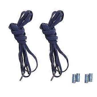 2 Paare ohne Krawatte elastische Schnürsenkel, Schnürsenkel blau elastische Schnürsenkel mit Metallkapsel Quick Lock Schnalle Schnürsenkel für Erwachsene elastische Schnürsenkel für