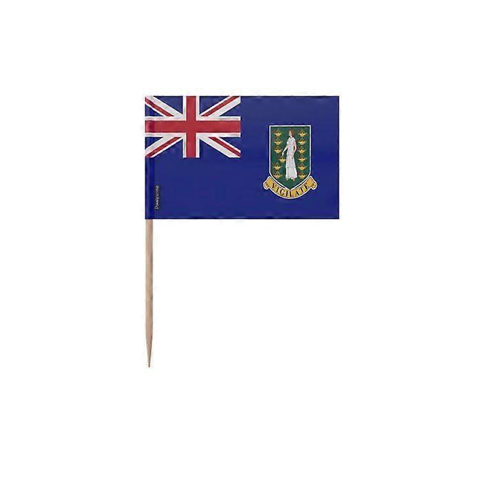 British Virgin Islands Flag Toothpicks - 6.5 cm - 100 pieces - Adhesive plastic - Bamboo stick - Pixelforma