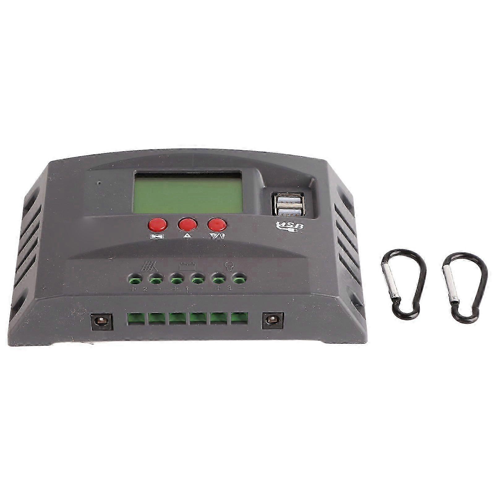 Solar Charge Controller MPPT Tracking Charging 12V 24V Automatic Adaptation LCD Solar Panel Regulator with 2 DC USB 10A YMHC