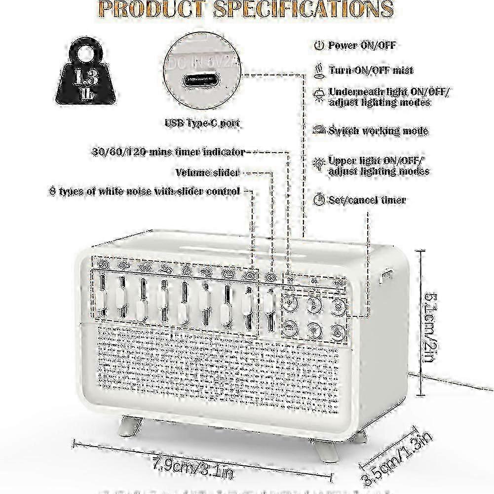 Macchina intelligente per rumore bianco con Bluetooth e luce notturna, diffusore di aromi Echo Flame, nuovo aiuto per dormire