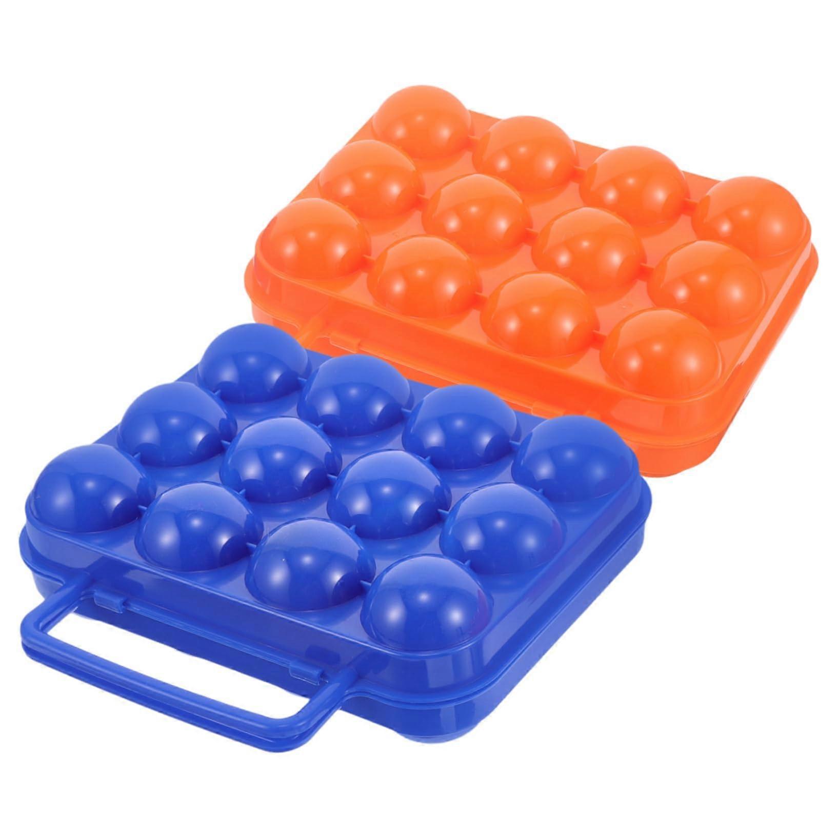 Egg Storage Box 2Pack 12Grid Portable Egg Container Shockproof Organizer With Handle For Home And Outdoor Use