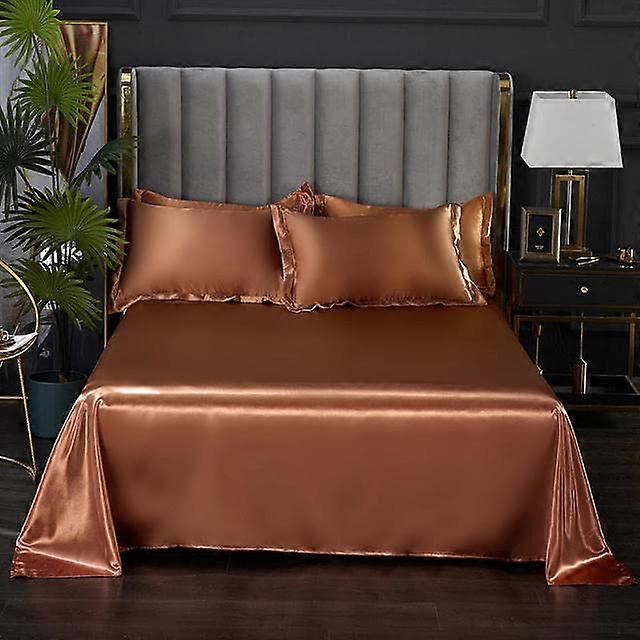 Bed Sheet Satin Smooth Flat Sheet For Summer Fabric 1 Piece Double Bed Bedding