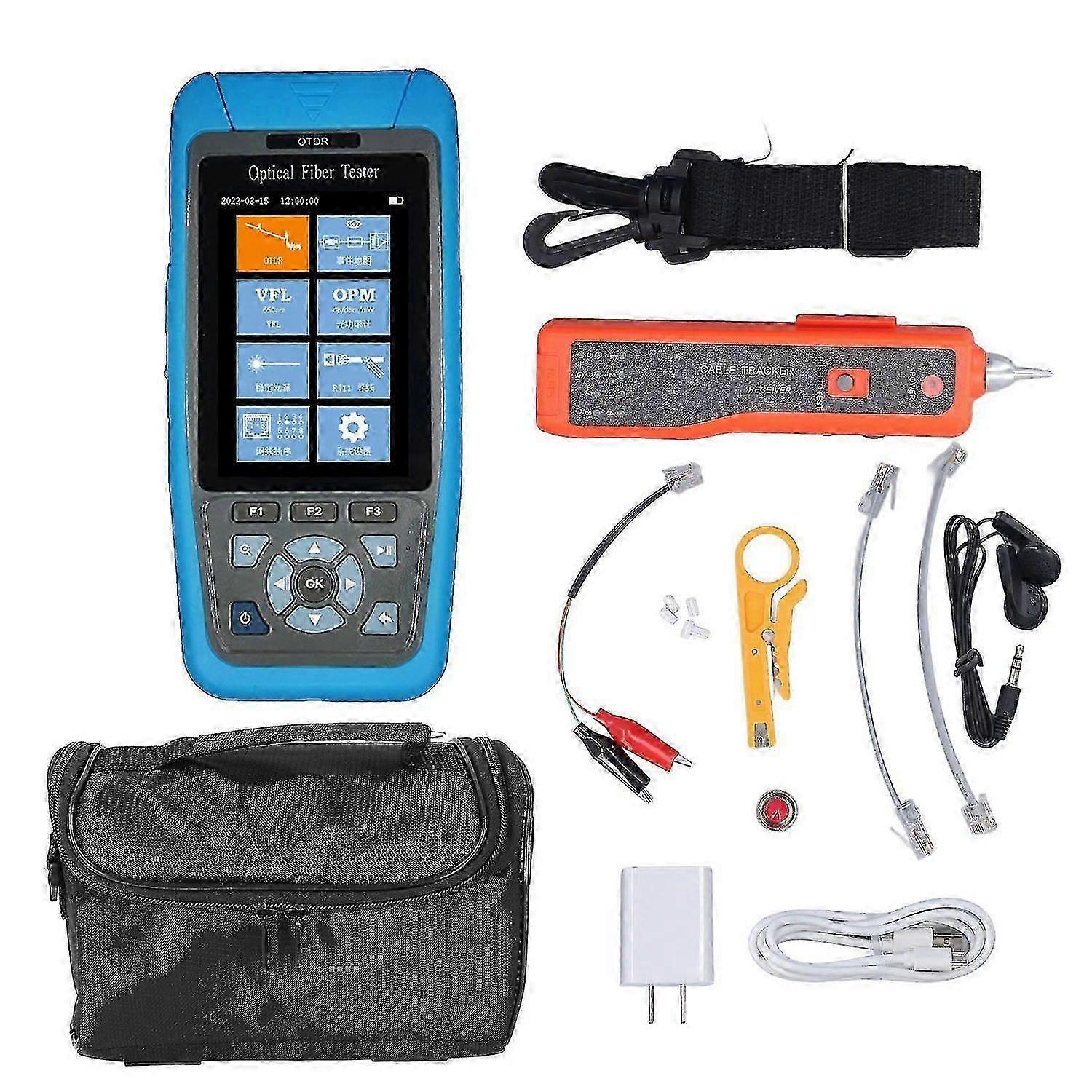 Multifunctional OTDR Tester 1550nm Single Wavelength Fiber Tester 24dB Optic Power Meter with Cable Tracer 100240VAC US Plug