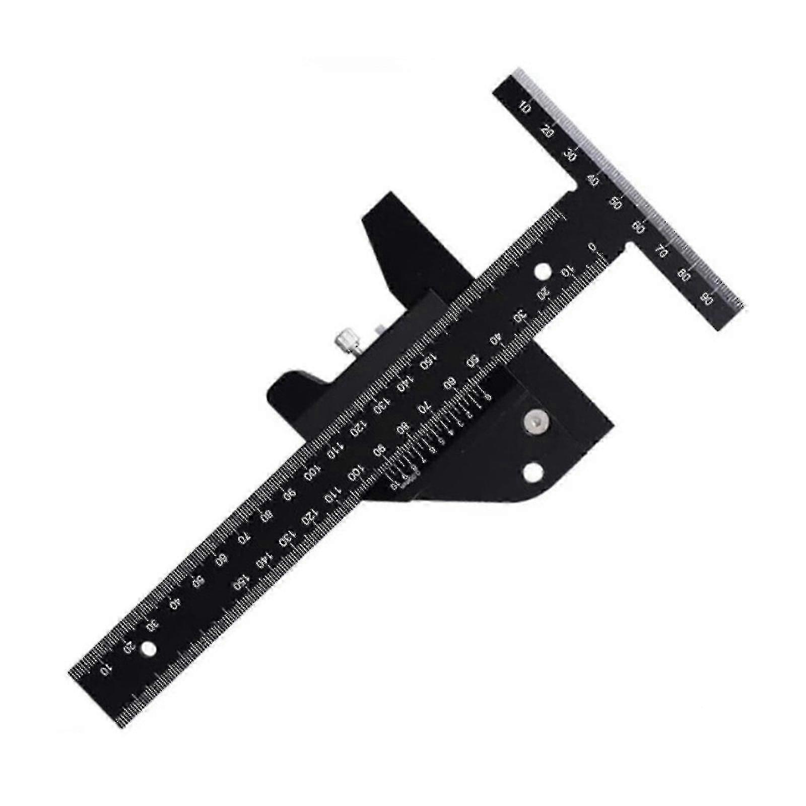 Gauging Tools: Multi-Functional T Shape Ruler for Woodworking - Measuring & Marking Tool, 232x100mm, Aluminum Alloy Black