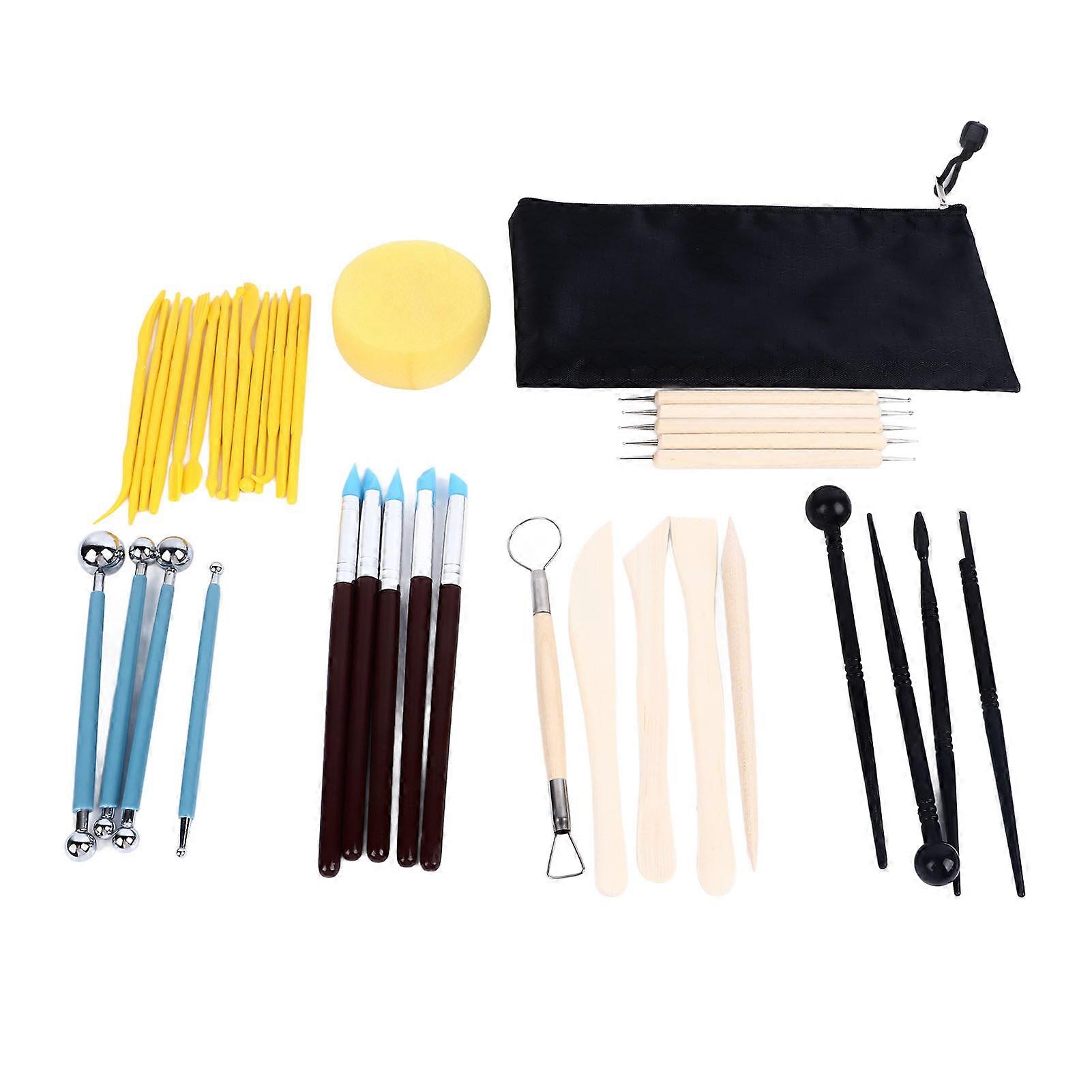 38pcs Clay Tools Kit Portable Ceramics Polymer Clay Sculpting Tools with Storage Bag for Carving Drawing Dotting