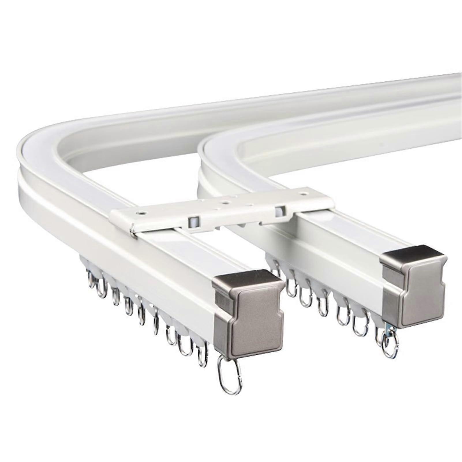 Heavy Duty Curtain Double Track Bendable Rails For Bay Window Ceiling Mount With Brackets Pulleys Screws 518cm17ft