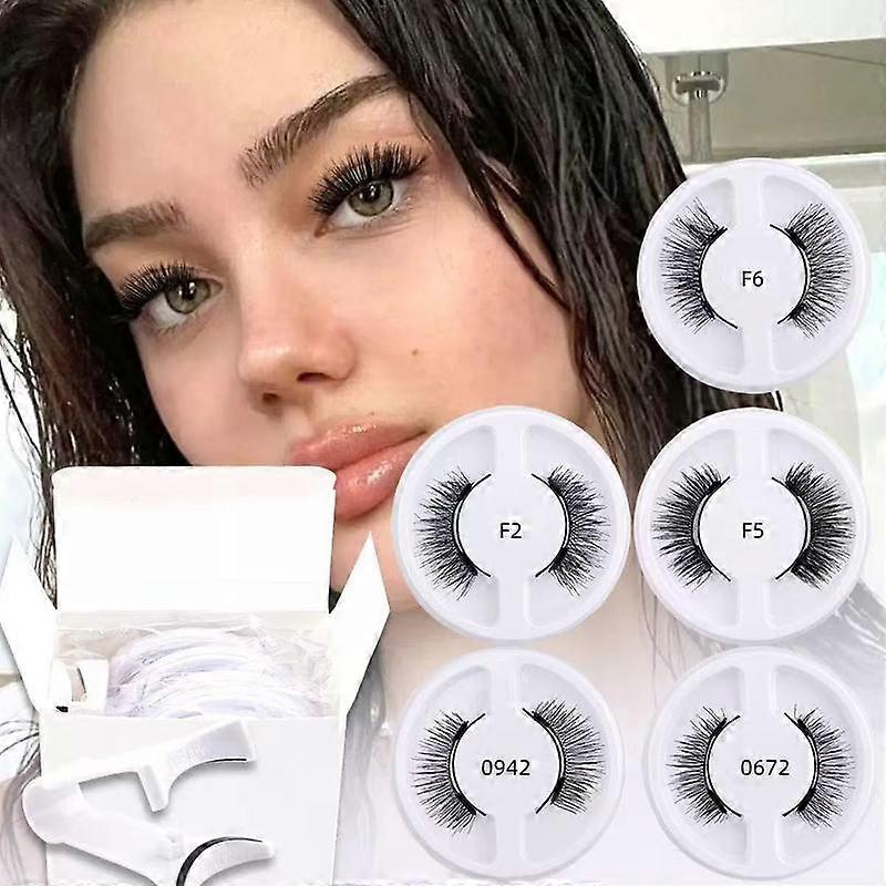 5 Pairs Magnetic Eyelashes Set with 1 Tweezers, No Glue Needed, Reusable Natural False Eyelashes for Easy Application, Eyelash Extension