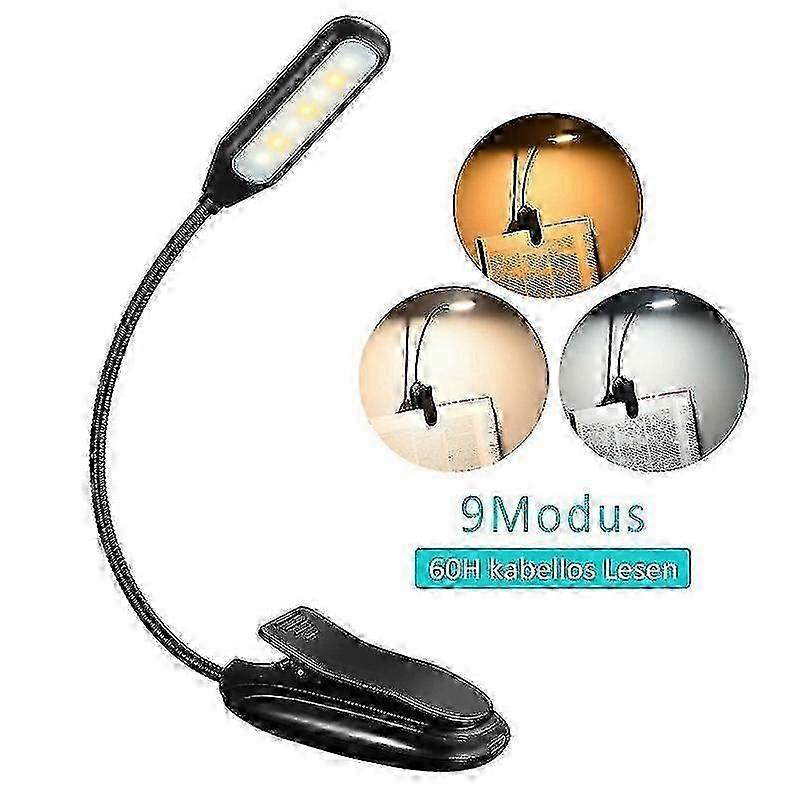 2 PCS Book Light Clip On Rechargeable, 3 Brightness Levels 3 Color Temperatures Small Reading Ligh