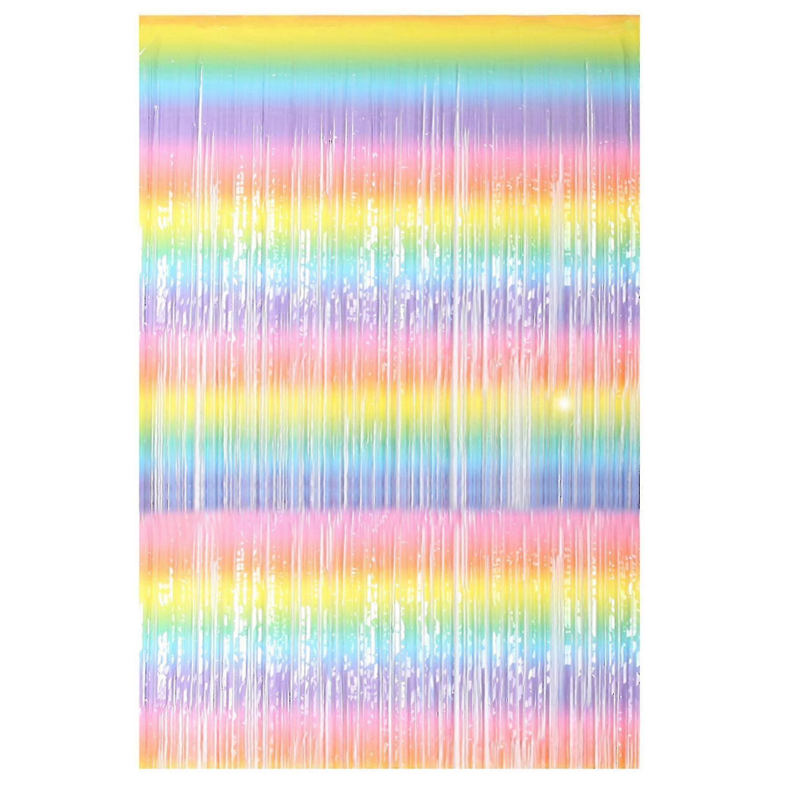 Fringe Curtain Bright Color Macron Gradient Fancy Charming Pastel Rainbow Photo Backdrop Curtain Party Accessory