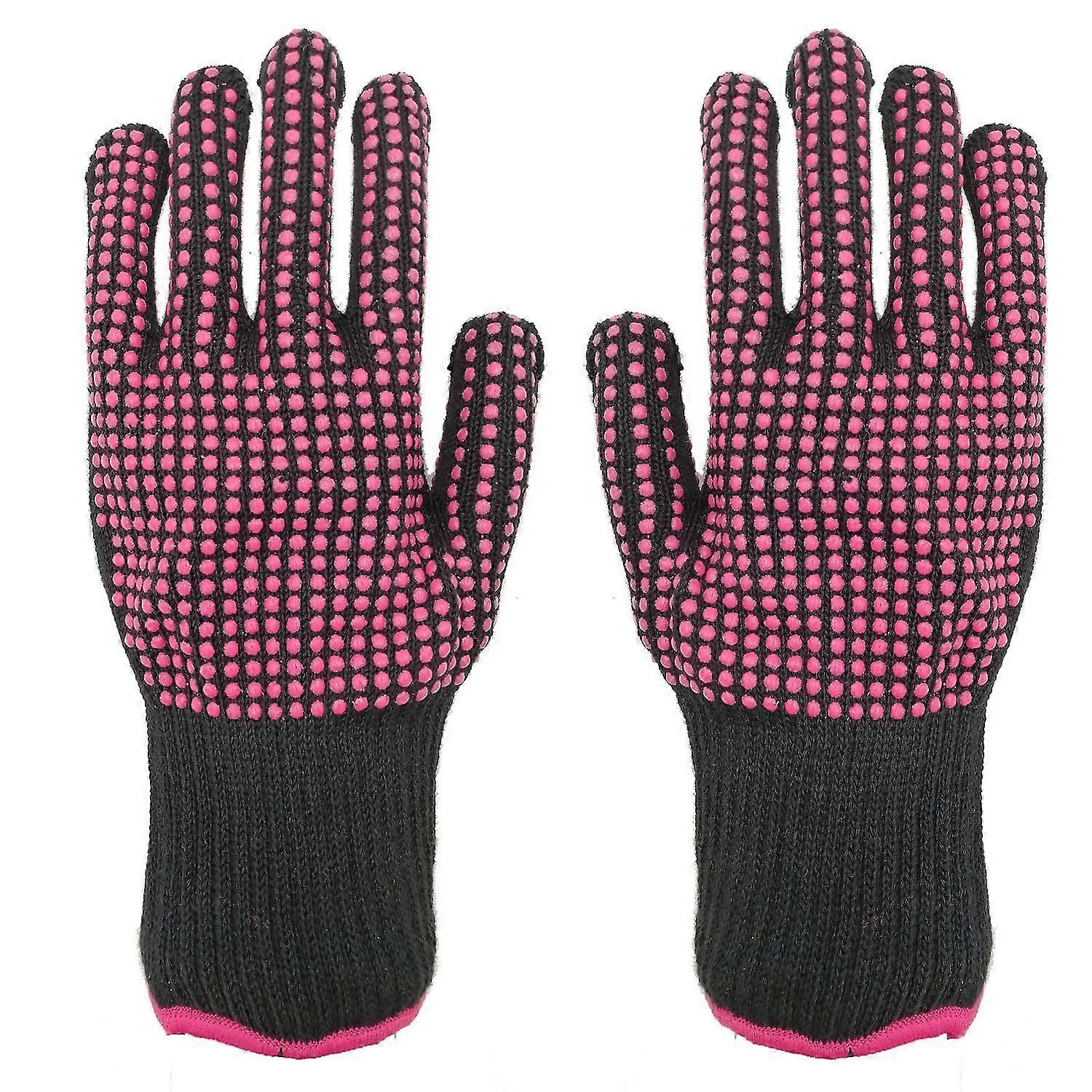 قفازات مضادة للحروق على الوجهين سيليكون روز الأحمر نقطة الخرز