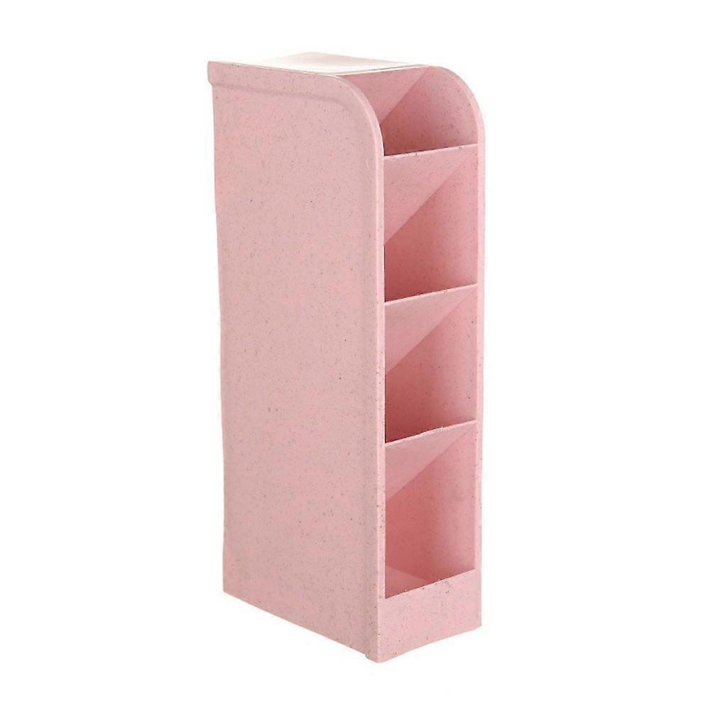 Pink 4-Compartment Desktop Storage Box, Compatible with Office & Cosmetic Organizing - 1 X Wheat Straw Sundries Organizer