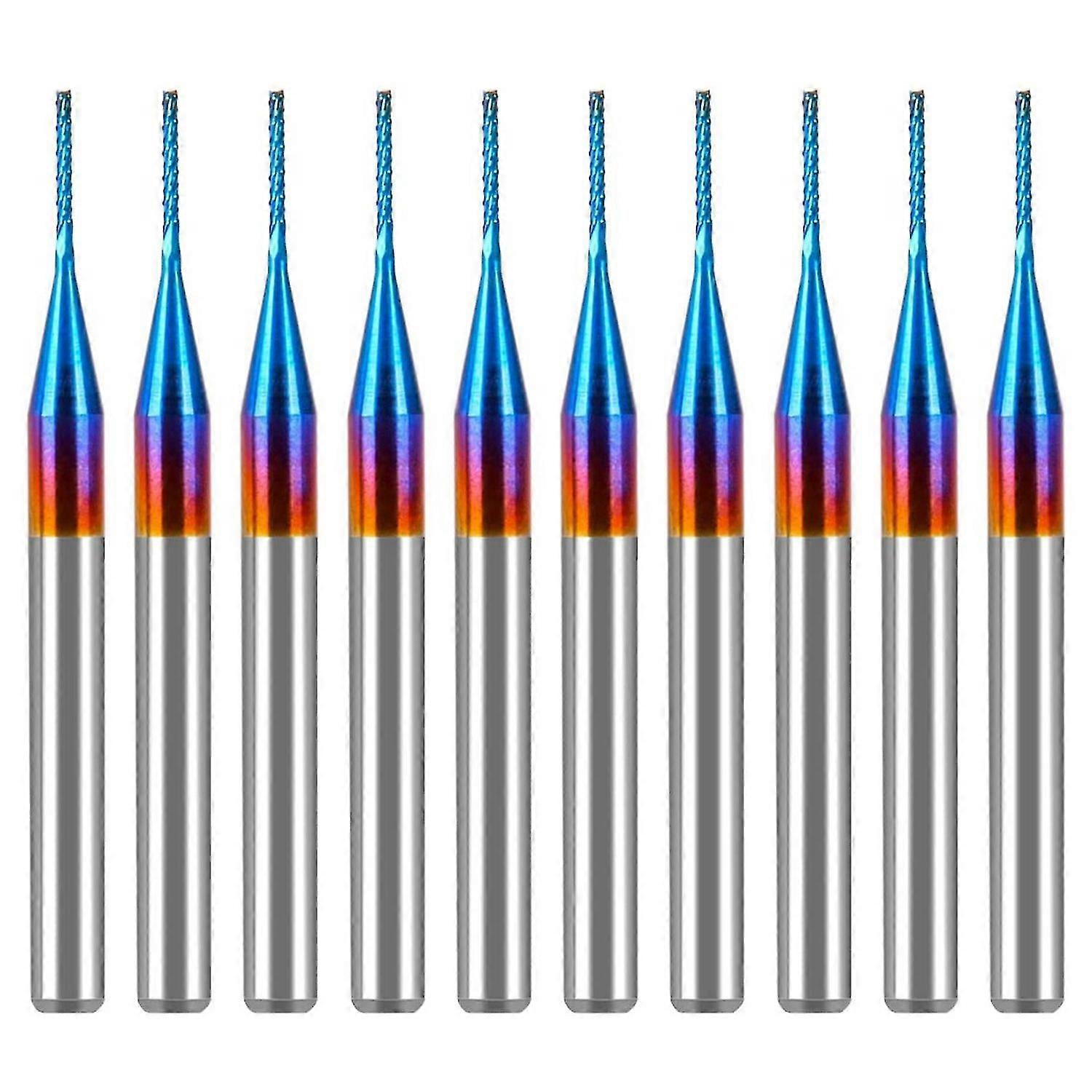 10pcs 0.6mm carbide end mill cutter, super nano blauw gecoate frees graveren frees