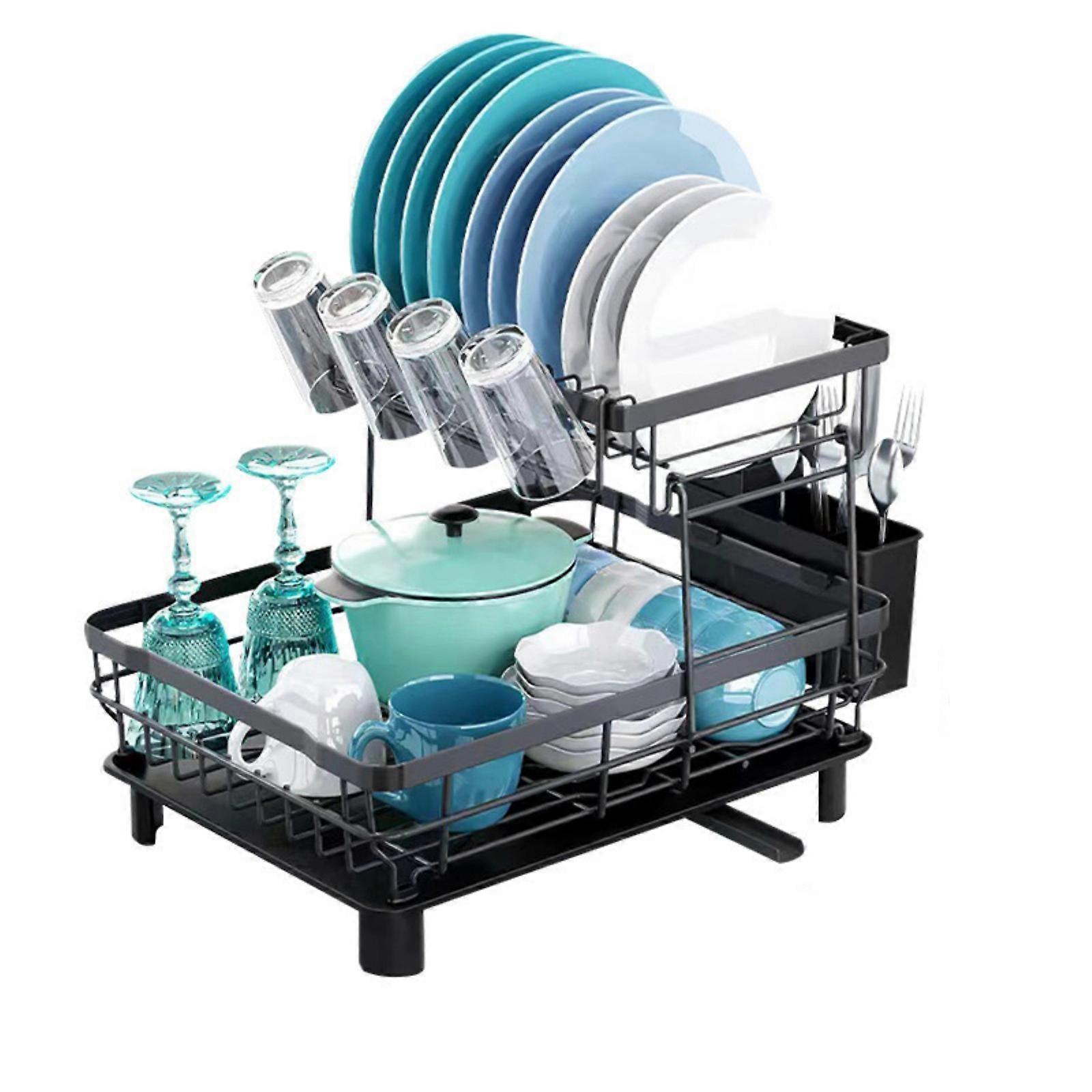 Multipurpose Kitchen Dish Rack Planner Two Layer ABS Substance Permanent Cabinet Storage for Plates Bowls Multicolor