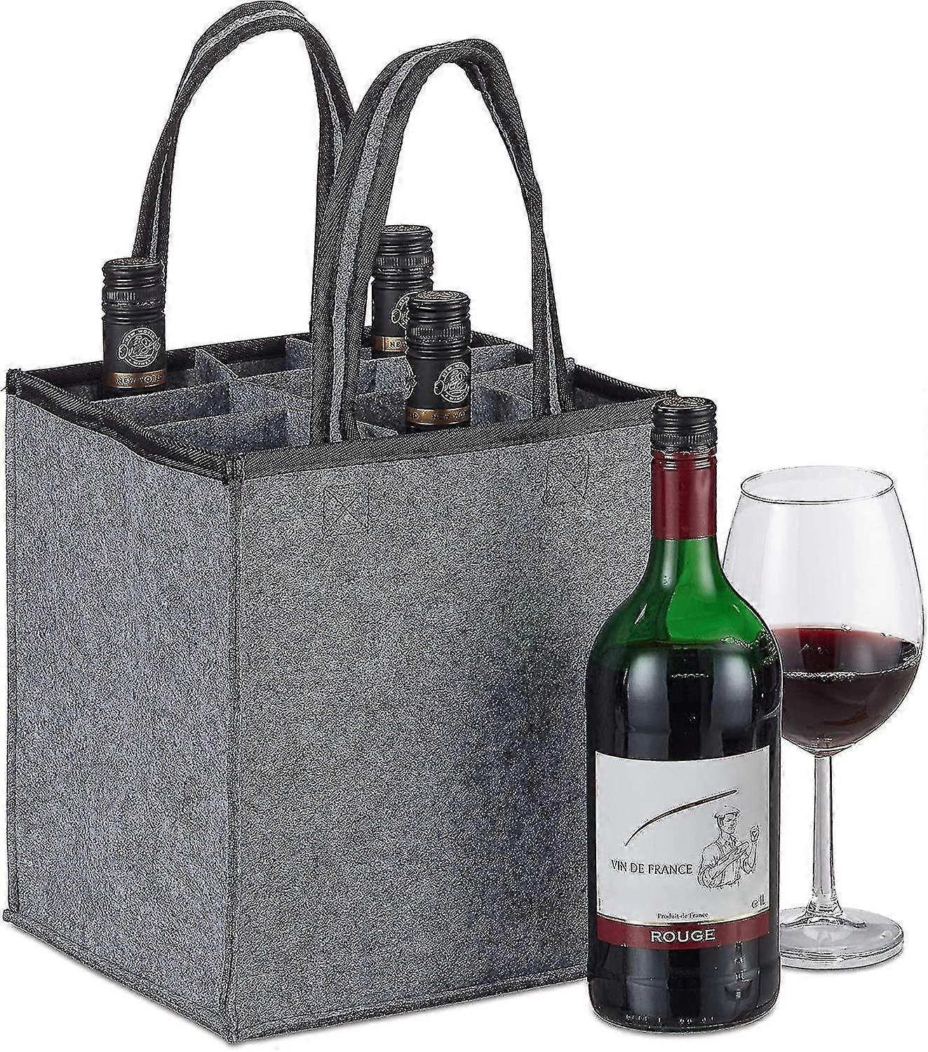 瓶袋 9 瓶载体，用于葡萄酒、啤酒（45x24x24 厘米，灰色）