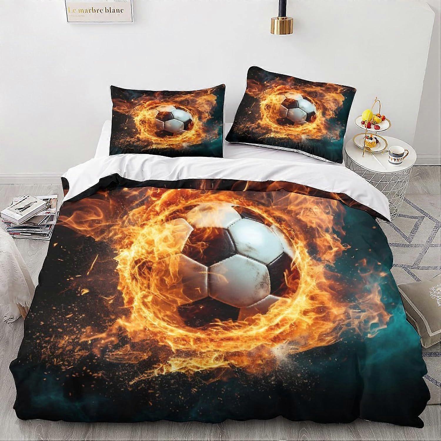 LikeEj غطاء لحاف كرة القدم ، أغطية لحاف كرة القدم الرياضية 3D ، غطاء سرير ستوكات مع حقائب وسادة مزدوجة