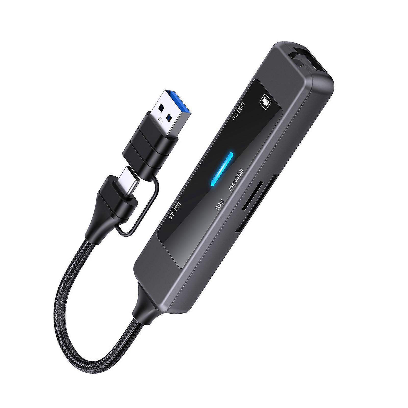 Multiple USB Splitter with Type C and USB 3.0 2.0 Port Ethernet Adapter, Fast 5Gbps Data Transmission Adapter Multicolor