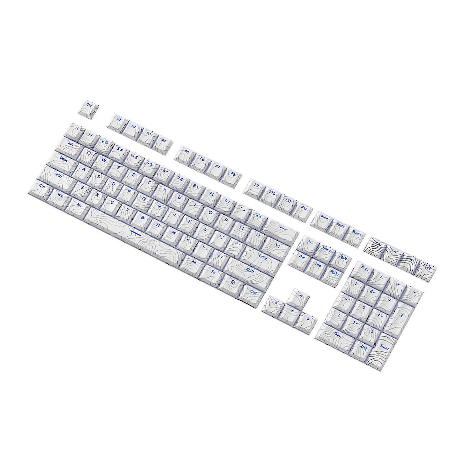 Elegant Translucents Front Engraveds Backlits Keycap 108Pcs Comfort Height Line for Mechanical Keyboards  White