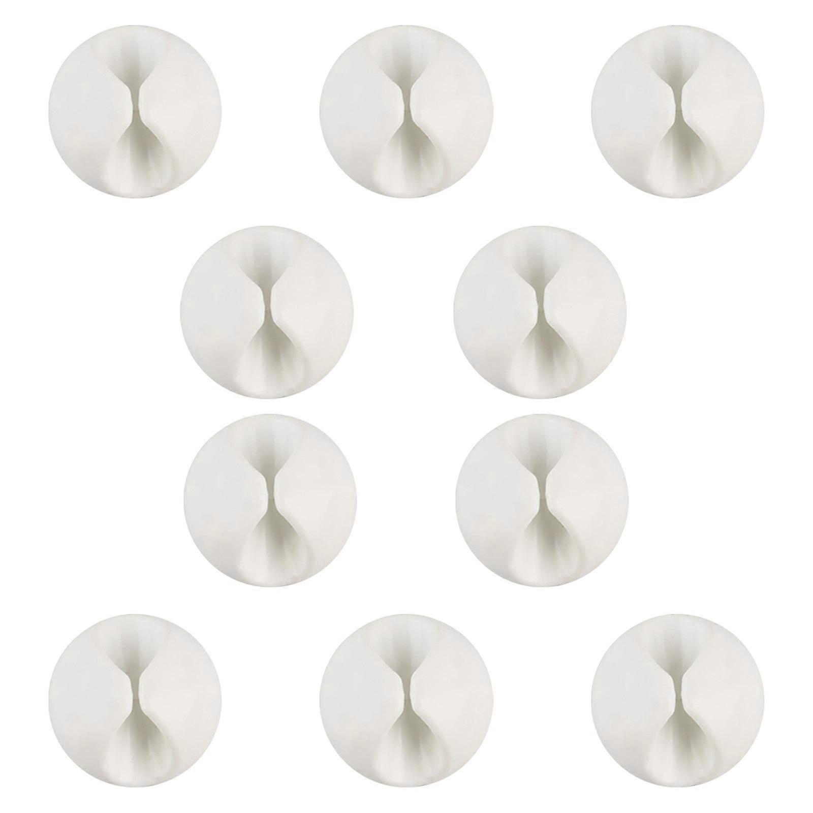 Pack Of 10 Adhesive Cable Clips Holders For Organizing Power And Charging Cords Ideal For Office Desks And Home Use  White