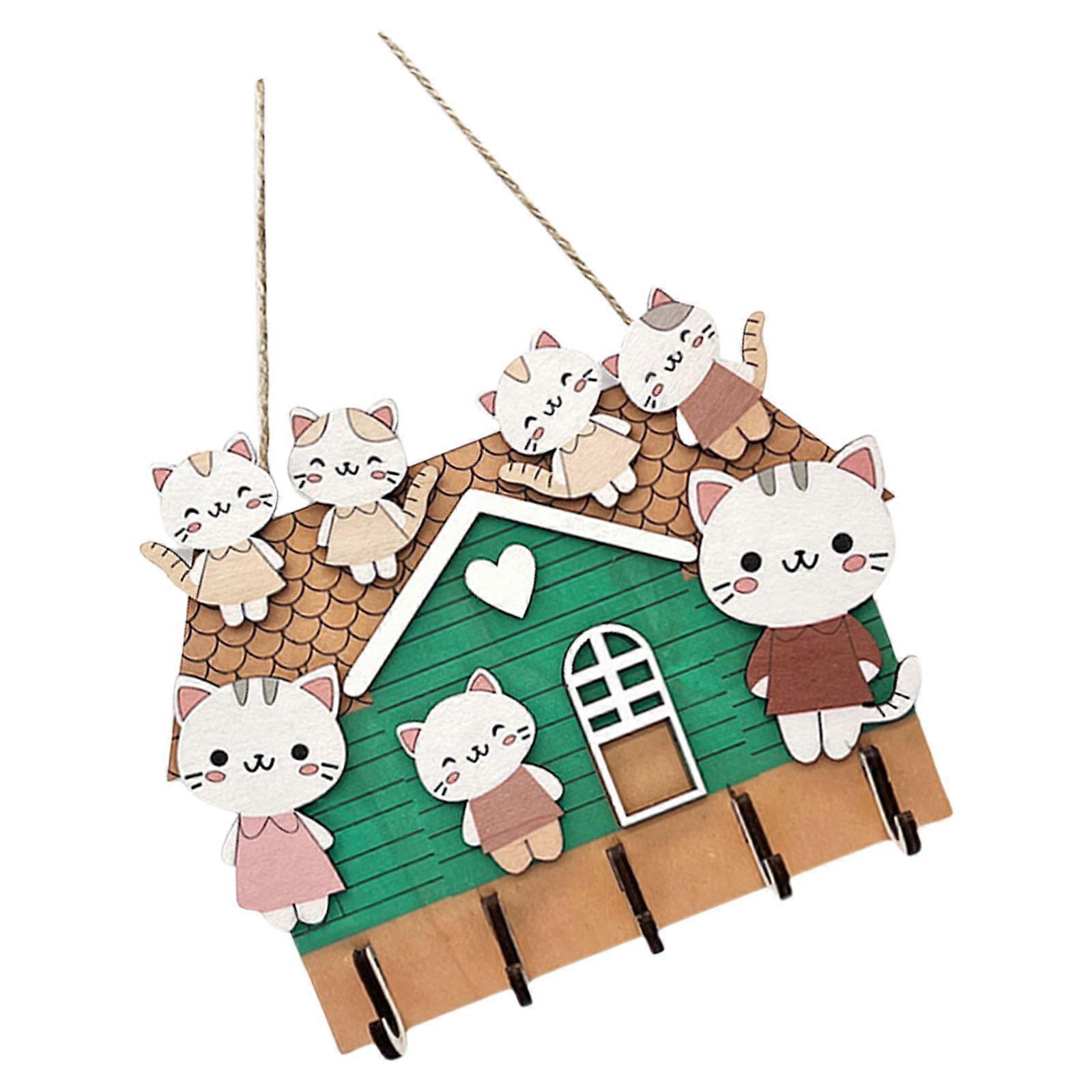 Practical Wood Key Shelf Wall Mounted Organizer For Entryway Hallway Space Saving Decorative Key Holder with Hooks Multicolor