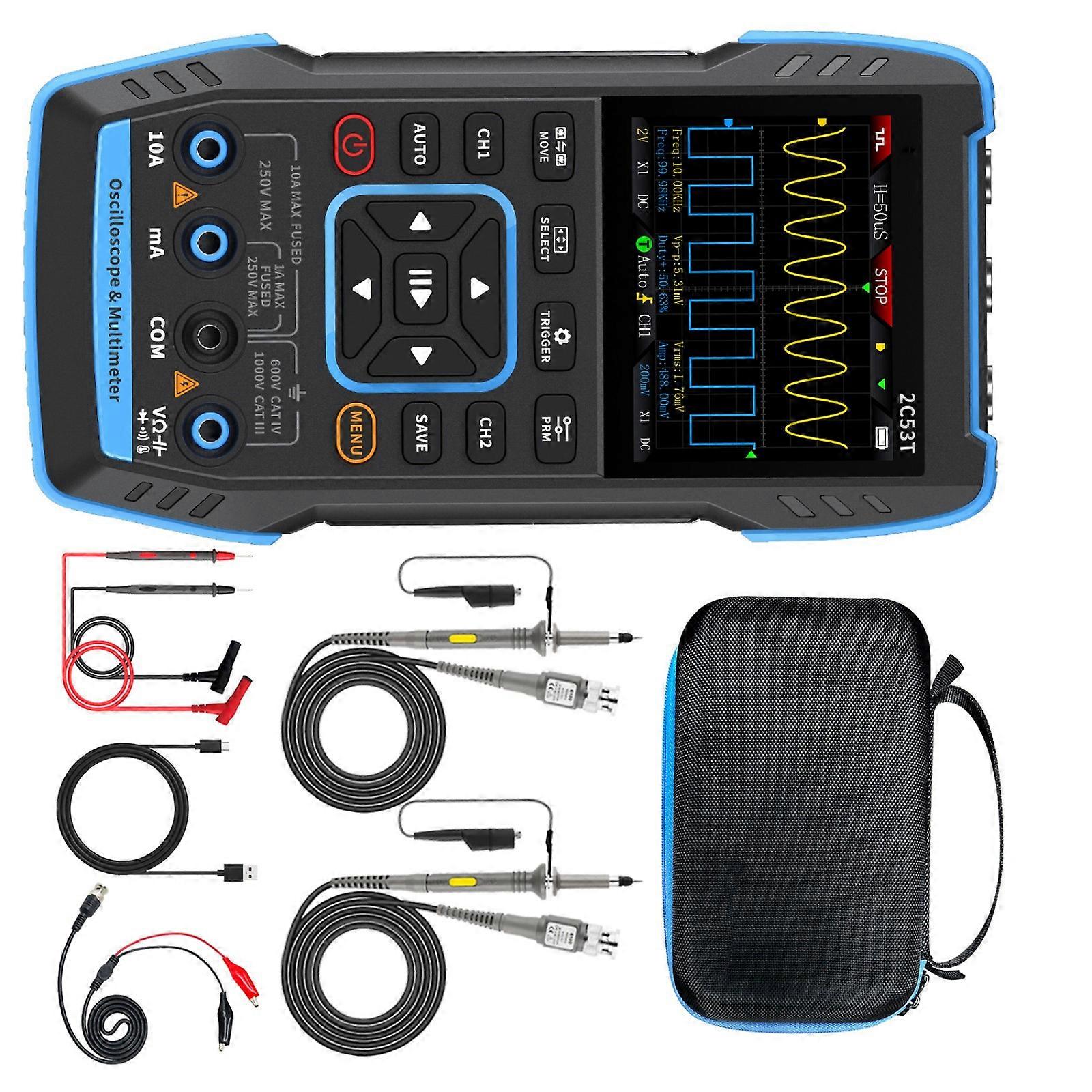 Handheld Oscilloscope Signal Generator Double Channel 250MSa/s Sampling Rate 50MHz Bandwidth Voltages Current Multimeter Multicolor