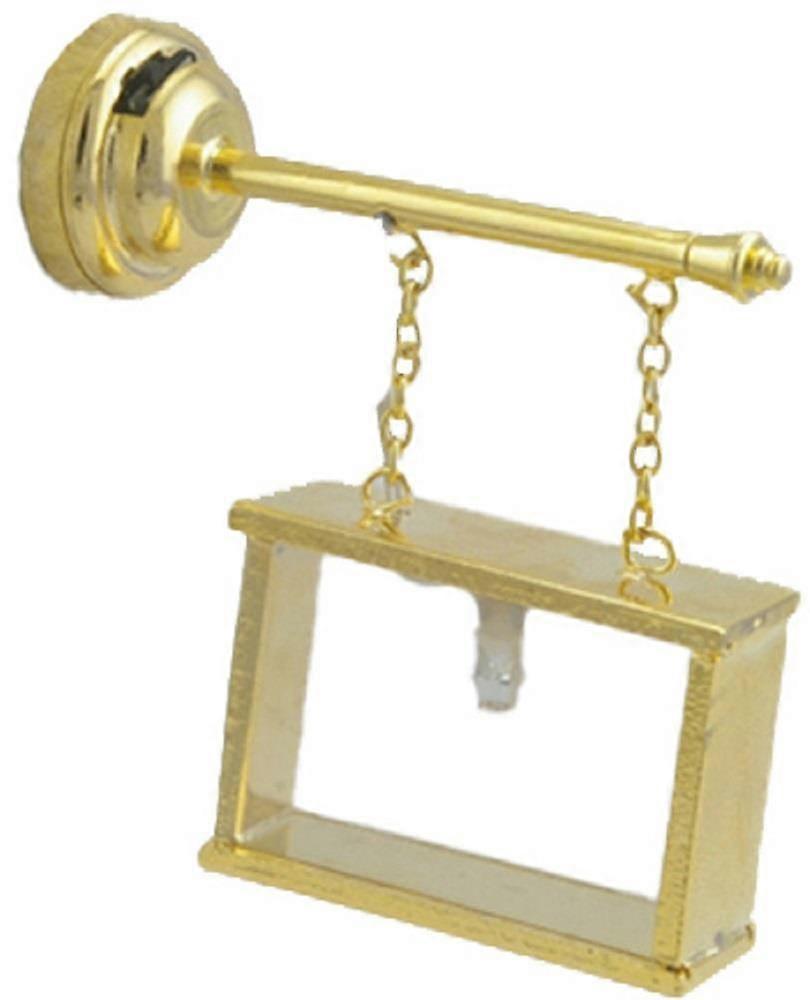 娃娃屋金黄铜标志墙灯，用于商店或酒吧微型 LED 电池