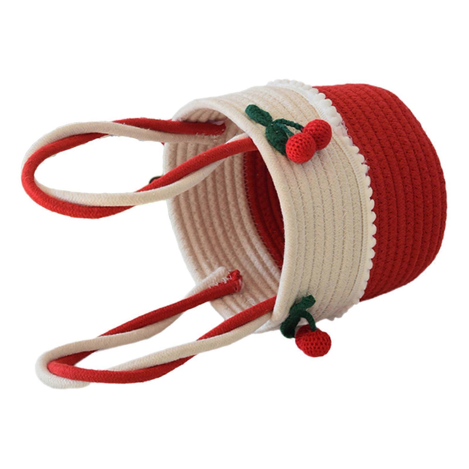 Multipurpose Sturdy Cotton Rope Cherrys Storage Basket for Natural Styles Lovers and Everyday Use Home Organization Multicolor