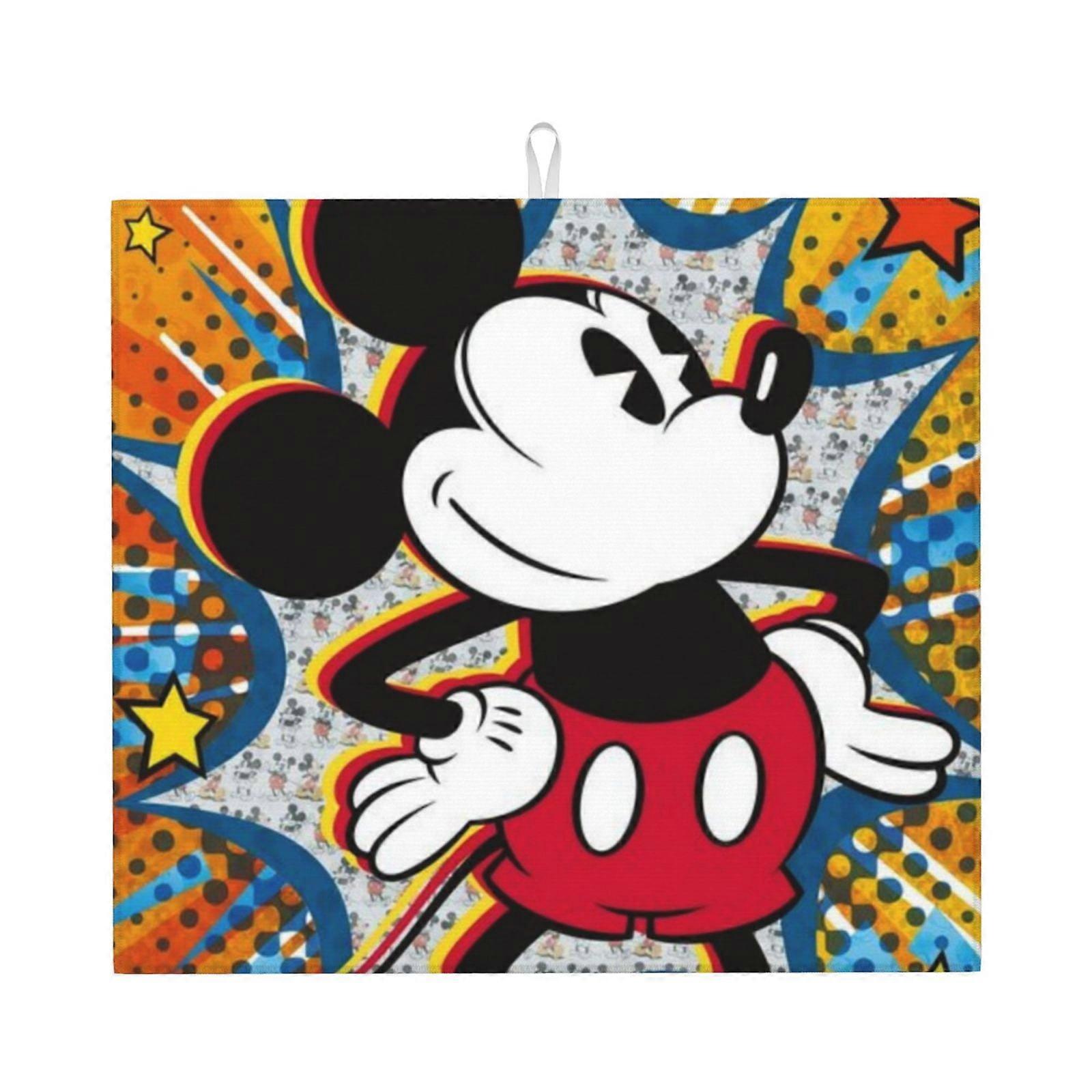 Mickey Mouse Dish Drying Mat For Kitchen Counter, Microfiber Dish Mat, Fast Absorbent Draining Pad
