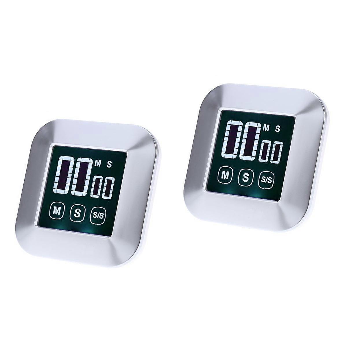 2pcs Touch Screen Digital Kitchen Timer Backlight Smart LCD Display Count Down Up Timer with Magnet