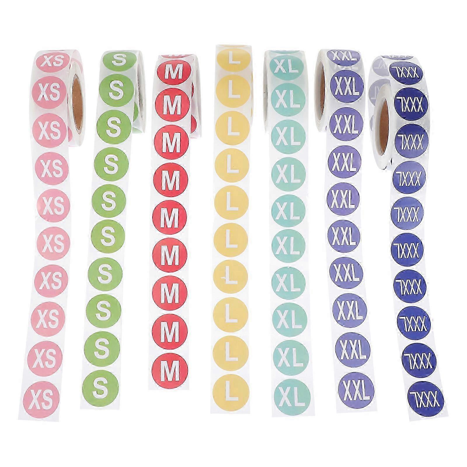 7 Rolls of Clothes Size Sticker Round Label Practical Apparel Size Labeling