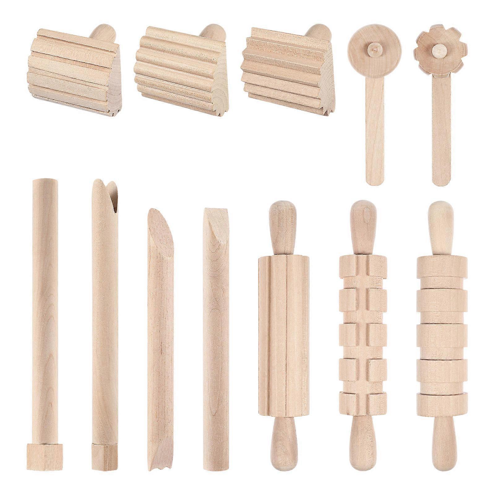 Kids Clay Tools Clay And Dough Tools For Children Wooden Color Smoothing Various Styles 1 Set