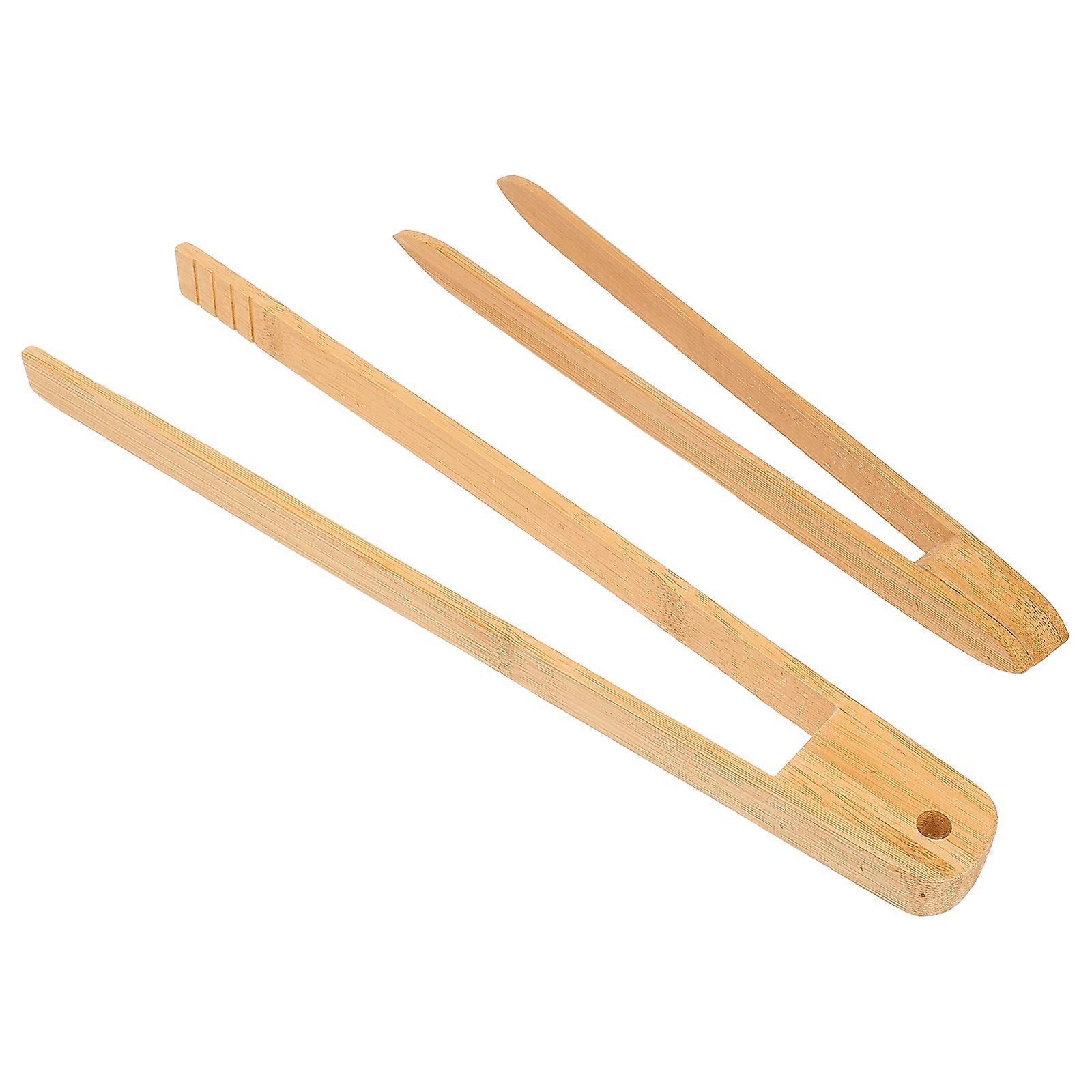 2pcs Household Toaster Tong Practical Bread Bamboo Clamp Barbecue Clips