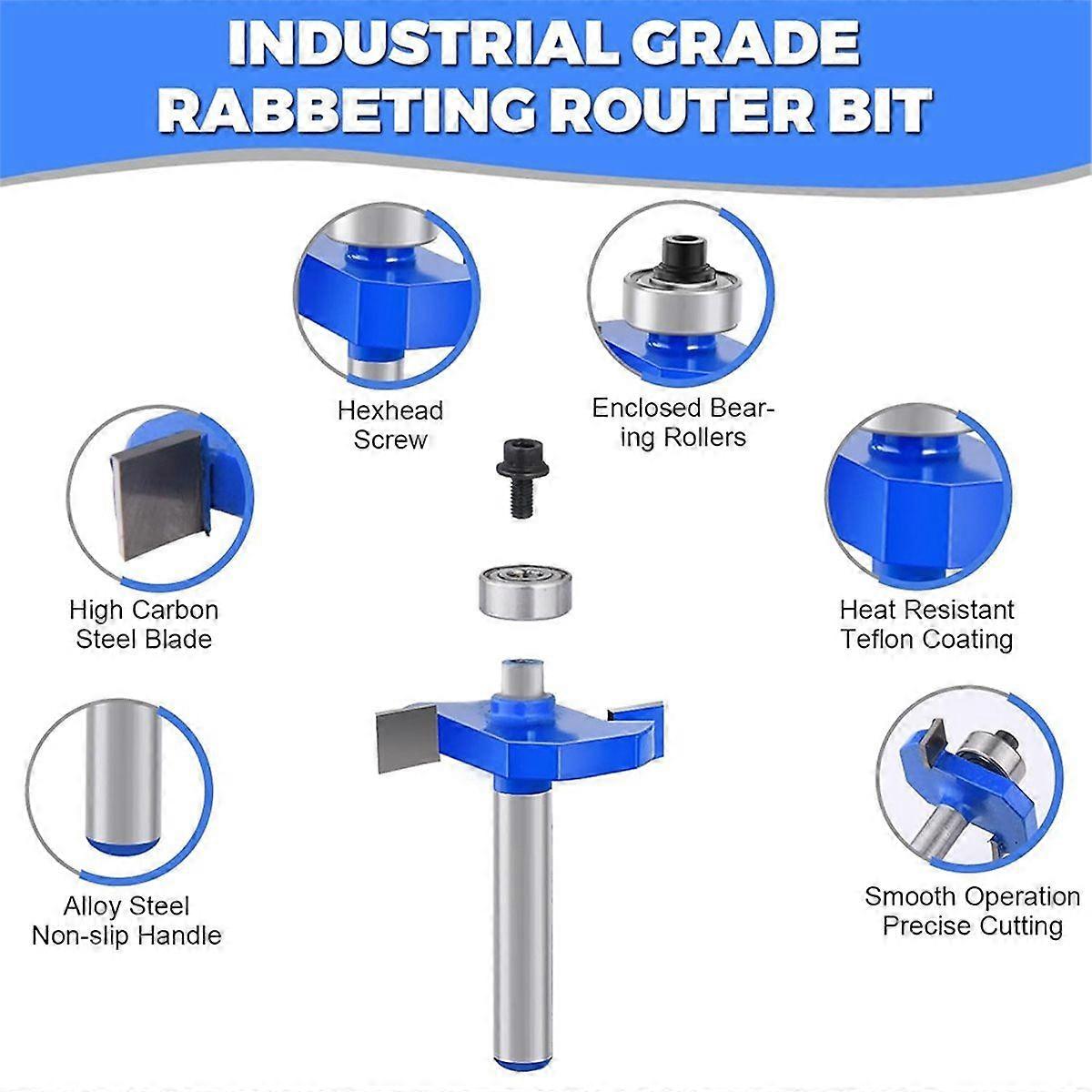 4 Pcs Rabbeting Router Bits Set