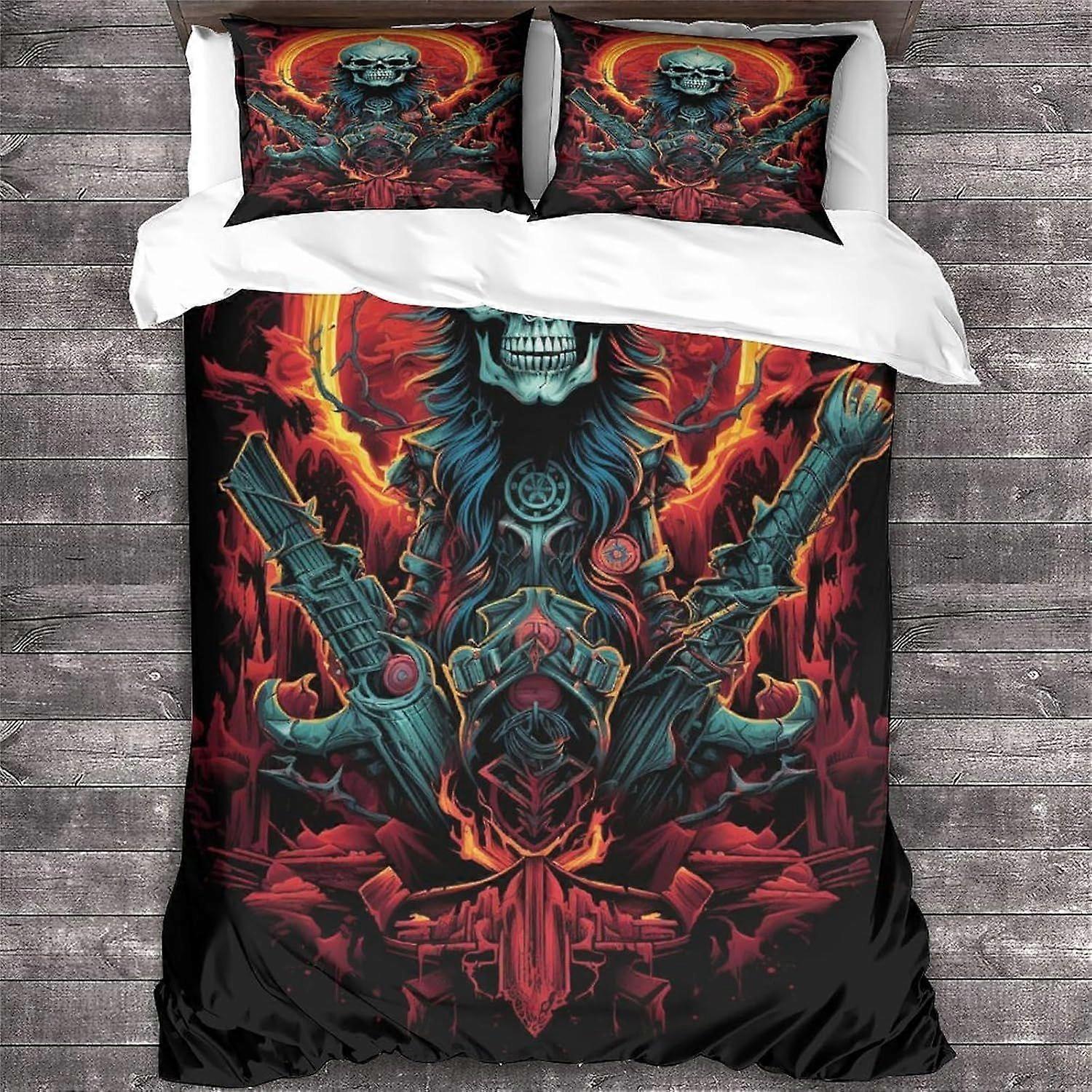 مجموعة غطاء لحاف من موسيقى الروك أند رول ، غطاء لحاف الغيتار المعدني الثقيل 3D غطاء لحاف ديكور ملك