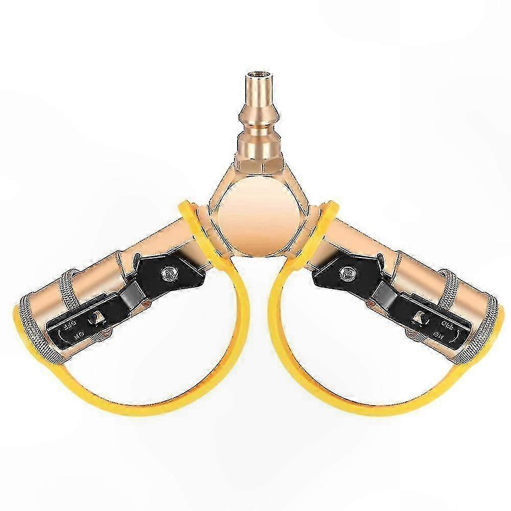 1/4 Inch Propane Quick Connect Y-Splitter with Shutoff Valve and Full Flow Plug for 2-Way LP Gas Connection