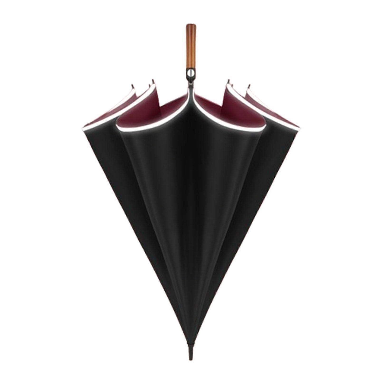 153CM Large Golf Umbrella Windproof DoubleLayer Canopy with Reflective Strip and Long Handle Red