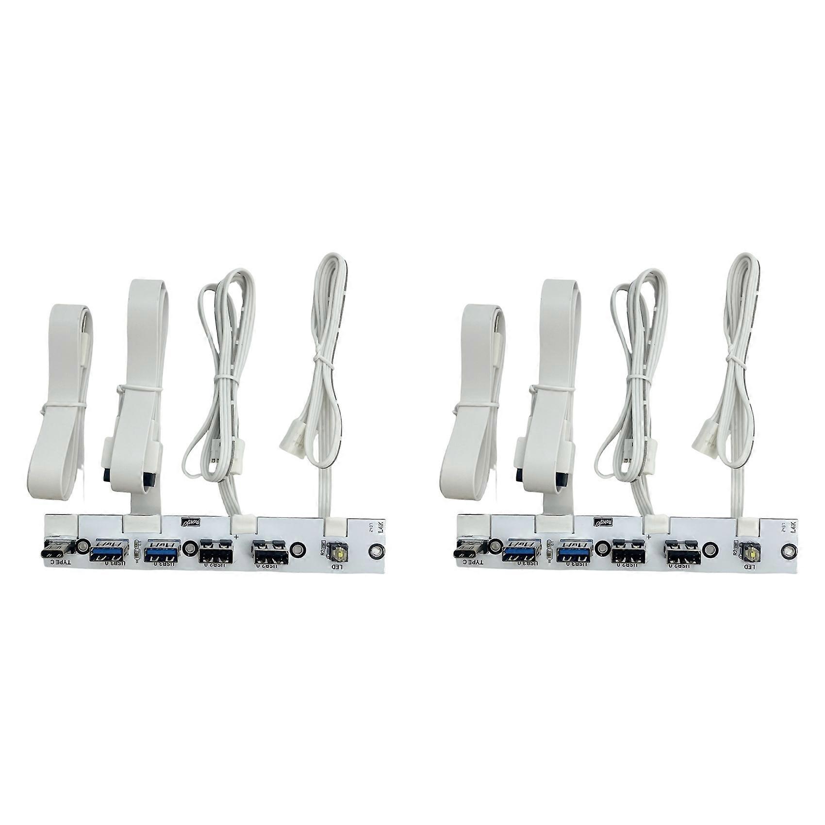 2X USB 3.0 Front Panel Hub IO Panel 2-Port USB3.0+2-Port USB2.0+1-Port TYPE-C 20G+LED Switch for PC Case Desktop White