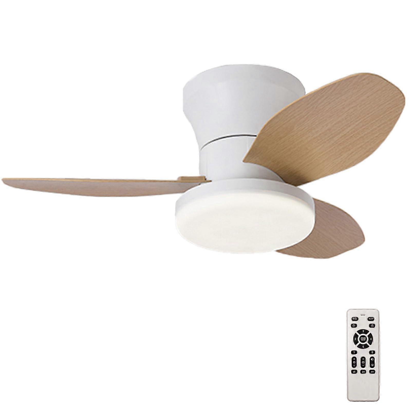 Modern Dimmable LED Ceiling Fan with Lights and Remote, Silent Reversible Flush Mount for Bedroom