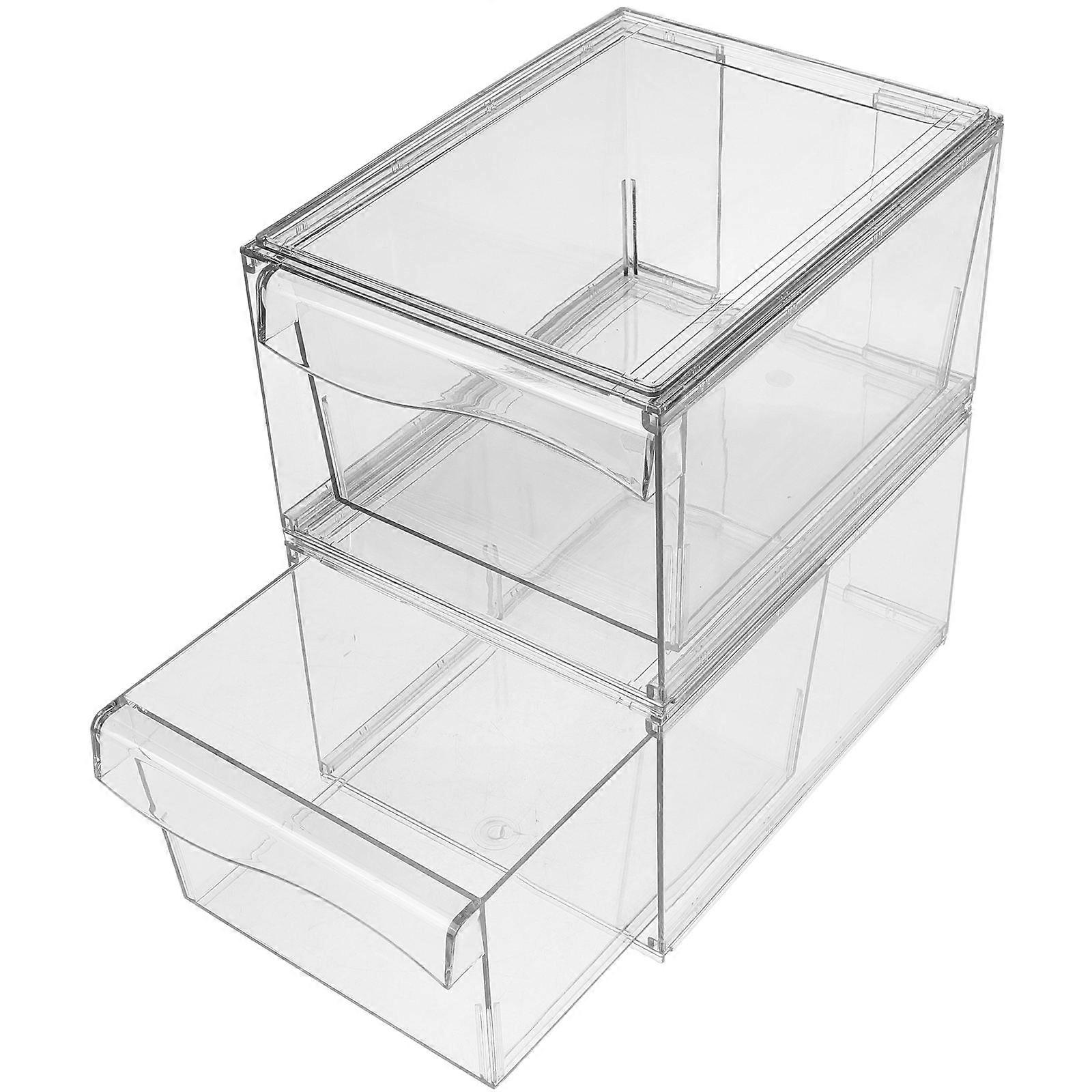 Home Use Acrylic Cosmetic Box with Drawer 2Pcs Transparent Organizer Box