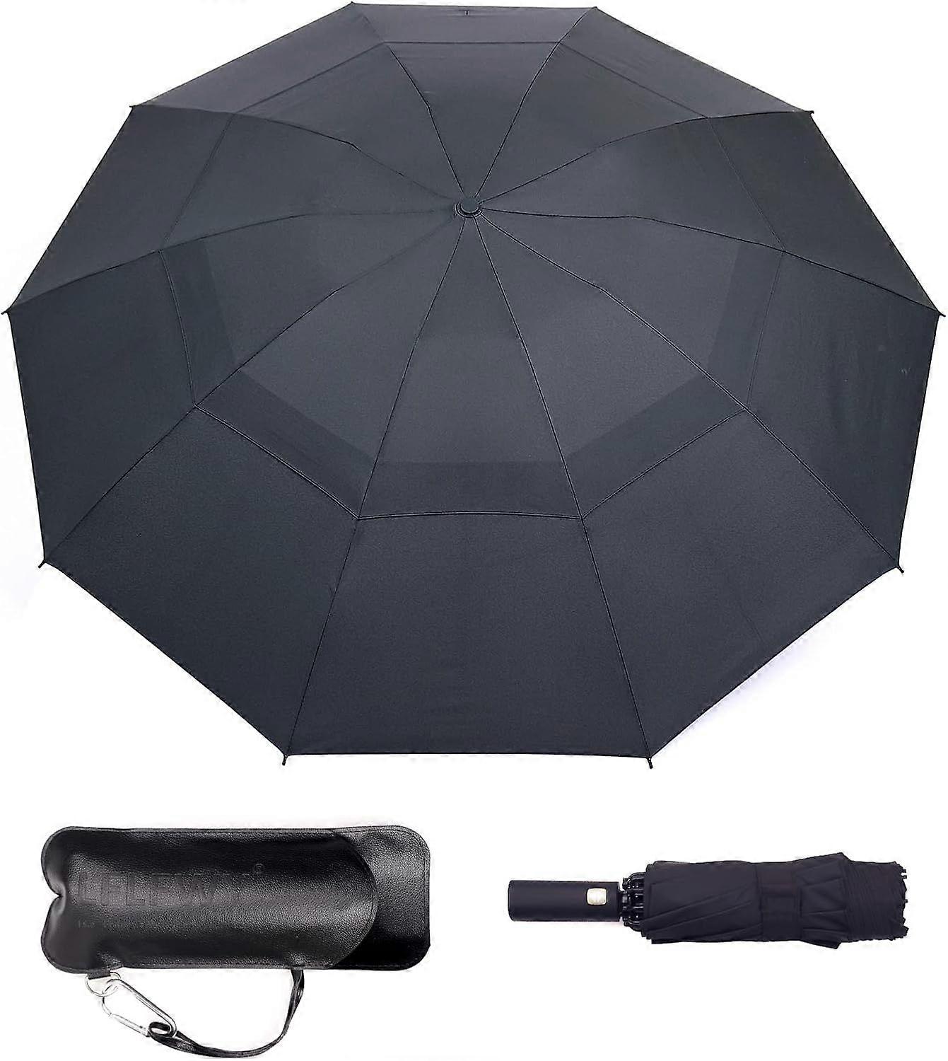 Large Size Reverse Umbrella - Windproof Vented Travel Umbrella Automatic Open and Close, F