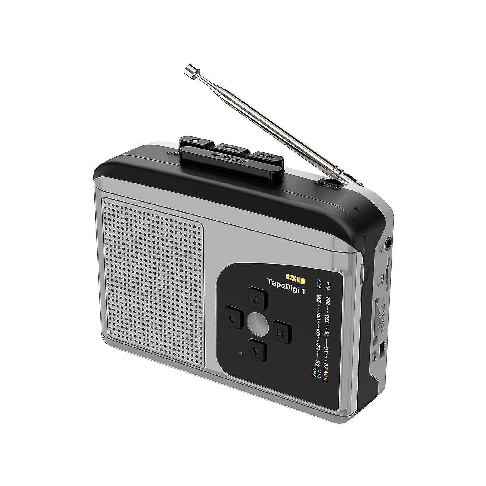 234 Cassette Tape Player Portable AMFM Radio CassettetoMP3 Converter Sound Recorder Builtin Speaker Headphone Jack