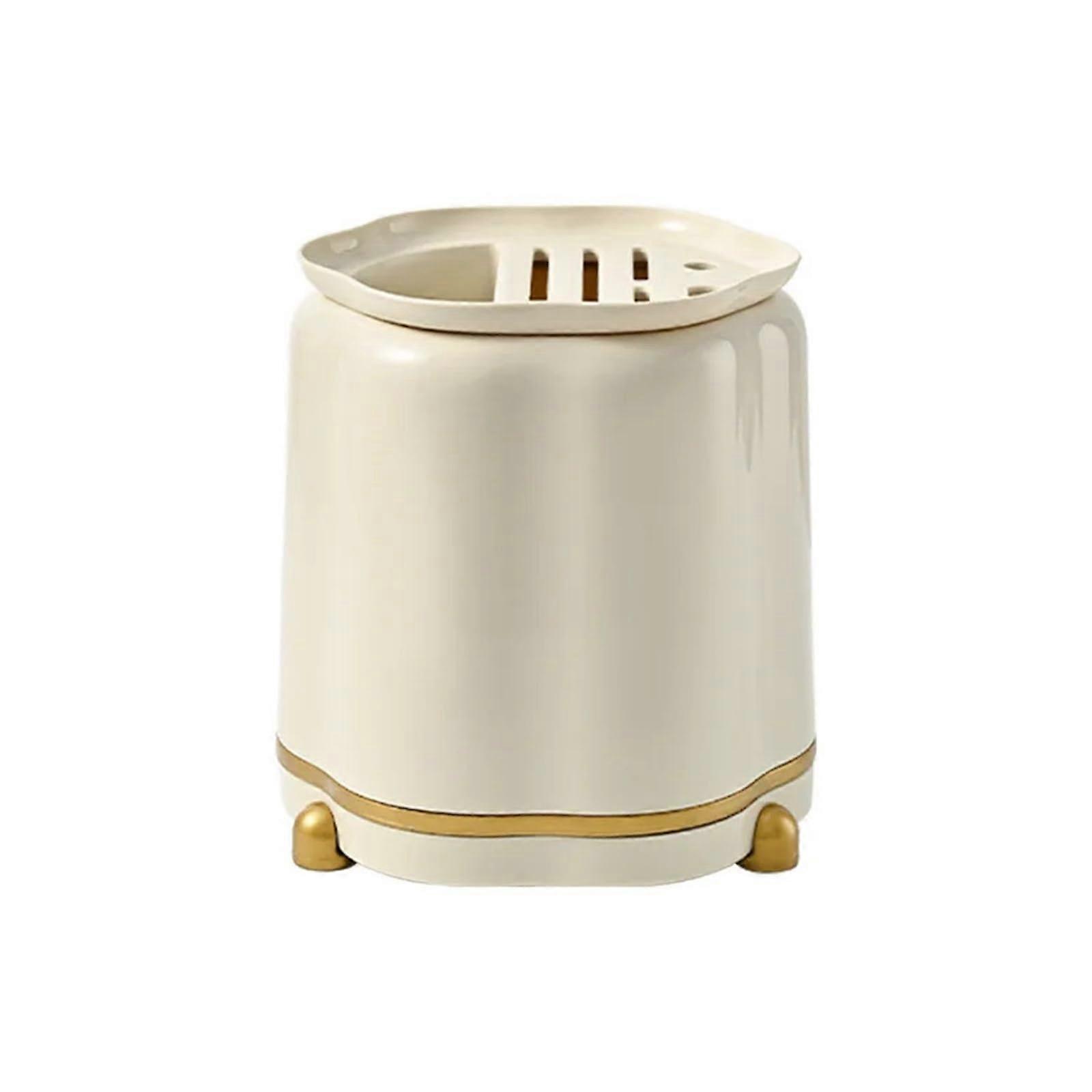 Rotating Kitchen Knife Holder 2 in 1 Utensil Organizer with 360° Access White Countertop Stand