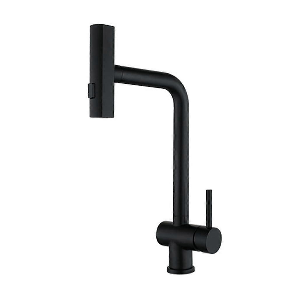 Black Pull Down Kitchen Faucet with Flexible Spout, Hot Cold Water, Waterfall Flow, 360° Rotate