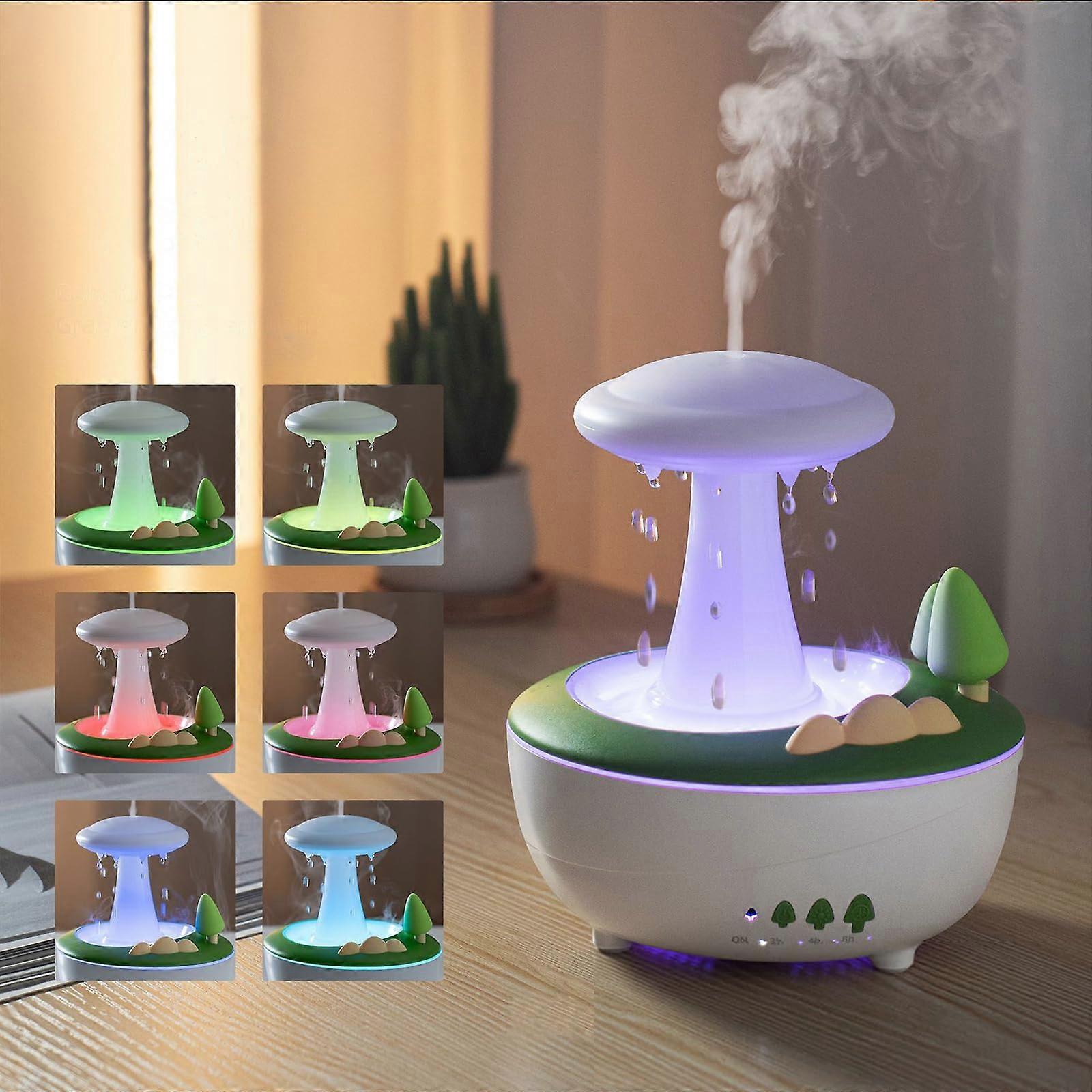 Rain Cloud Humidifier with Essential Oil Diffuser, LED Night Light, Remote and Timer, White