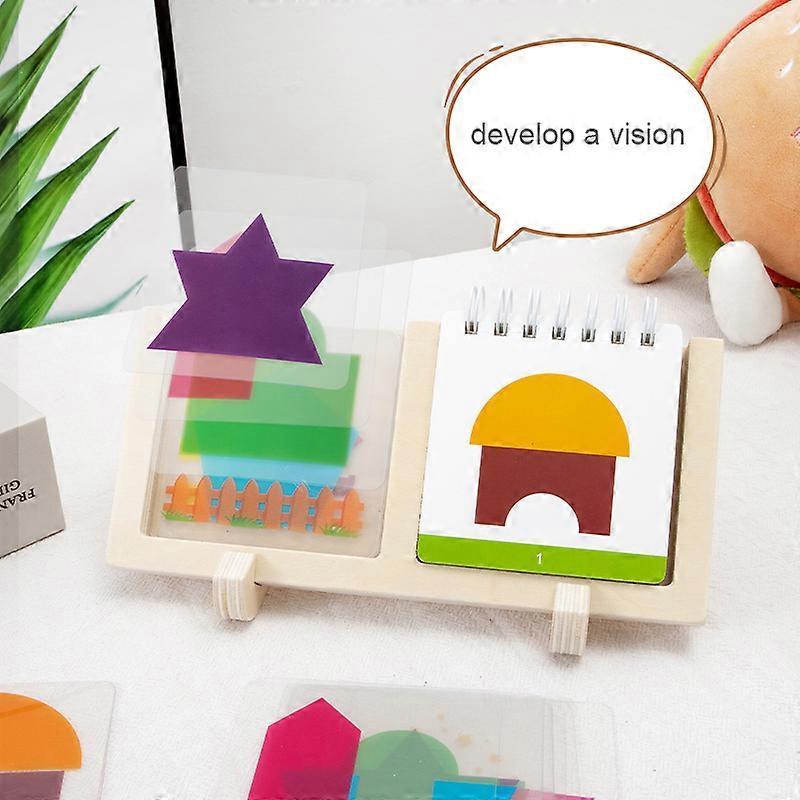 Geometric house design toys, children's jigsaw puzzles, exercise geometric shapes, spatial thinking, logical imagination, board