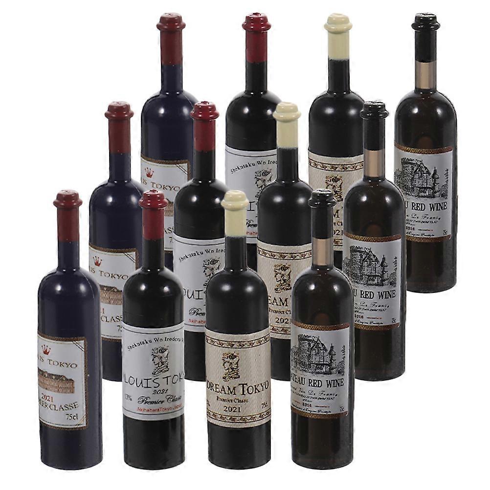 Mini vinflaskor för dekoration 12 st dockhusminiatyrer plastprydnader